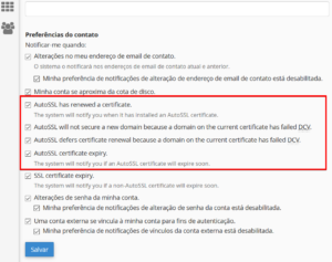 The AutoSSL certificate renewal may cause a reduction of coverage starting 12